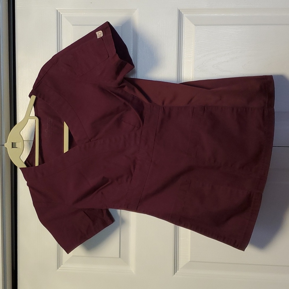 Pro silky soft scrub top, burgundy xxs